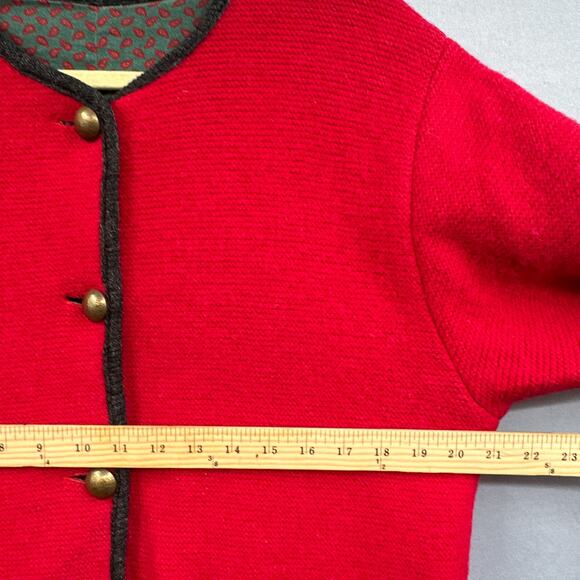 VTG 60s Wool Blazer Sweater Cardigan M/L Red Lined Mod Holiday Academia Granny - Picture 12 of 15